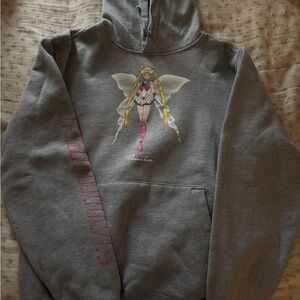 Thrasher Gray Hoodie with Anime Graphic